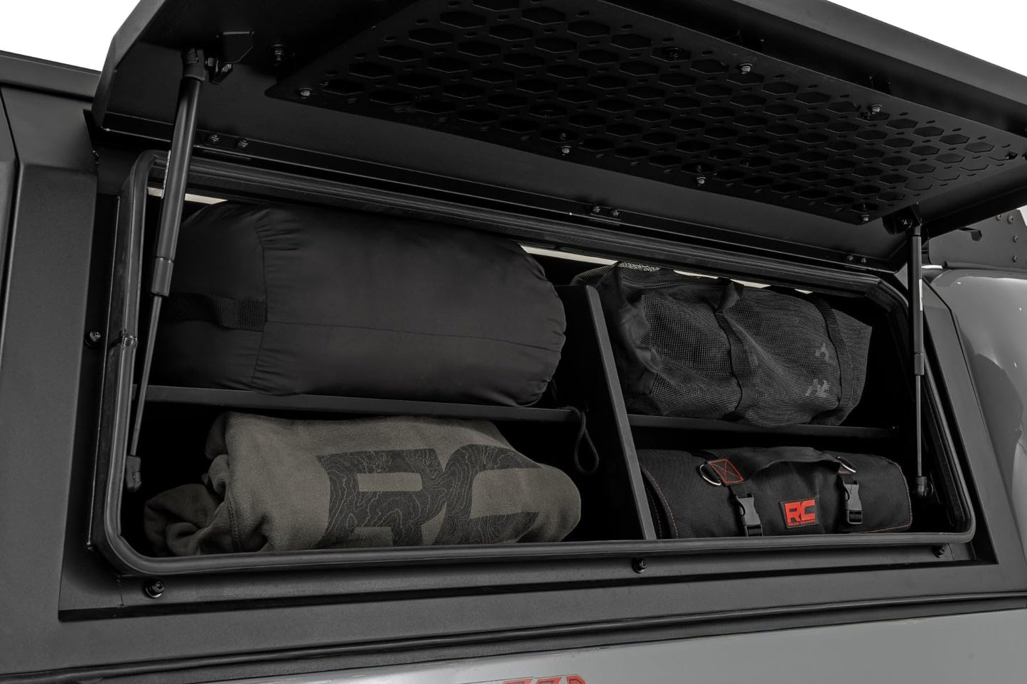 Rough Country Modular Bed Cap Passenger Side Shelf Bin - Add-On Storage Organizer with LED Lighting for Toyota Tacoma (2016–2023) RC Bedcap