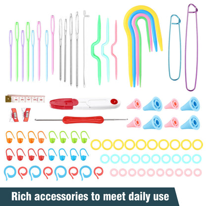 LIHAO Circular Knitting Needles Set, 11PCS Stainless Steel Knitting Needles＆Knitting Accessories for Beginners, 32 inches (80 cm)