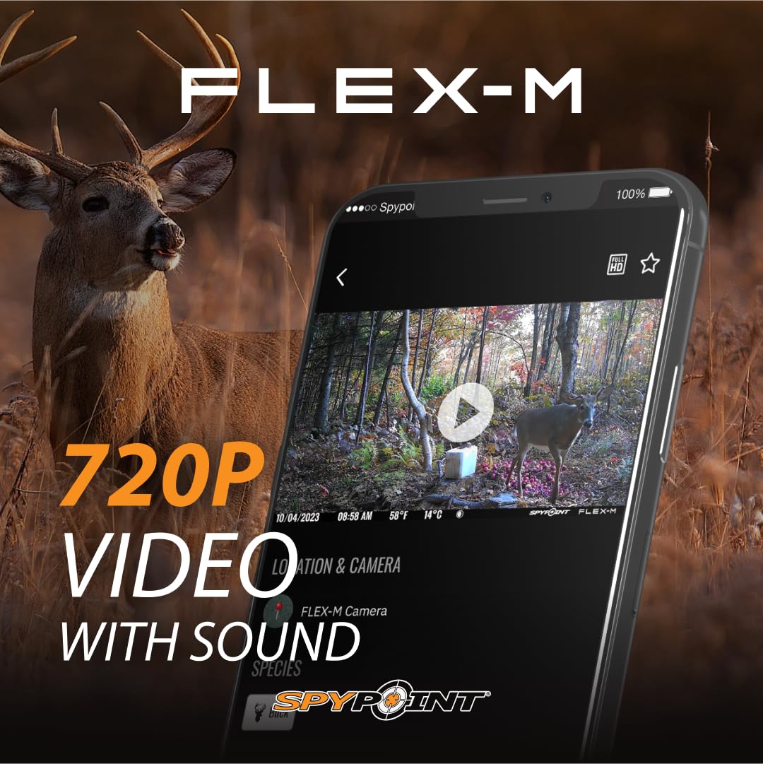 SPYPOINT Flex-M Cellular Trail Camera - Best Hunting Accessories, No WiFi Needed, Night Vision, Motion Activated, Dual-Sim LTE, IP65 Water-Resistant Game Camera, 28MP Photos, 720p Videos + Sound (3)