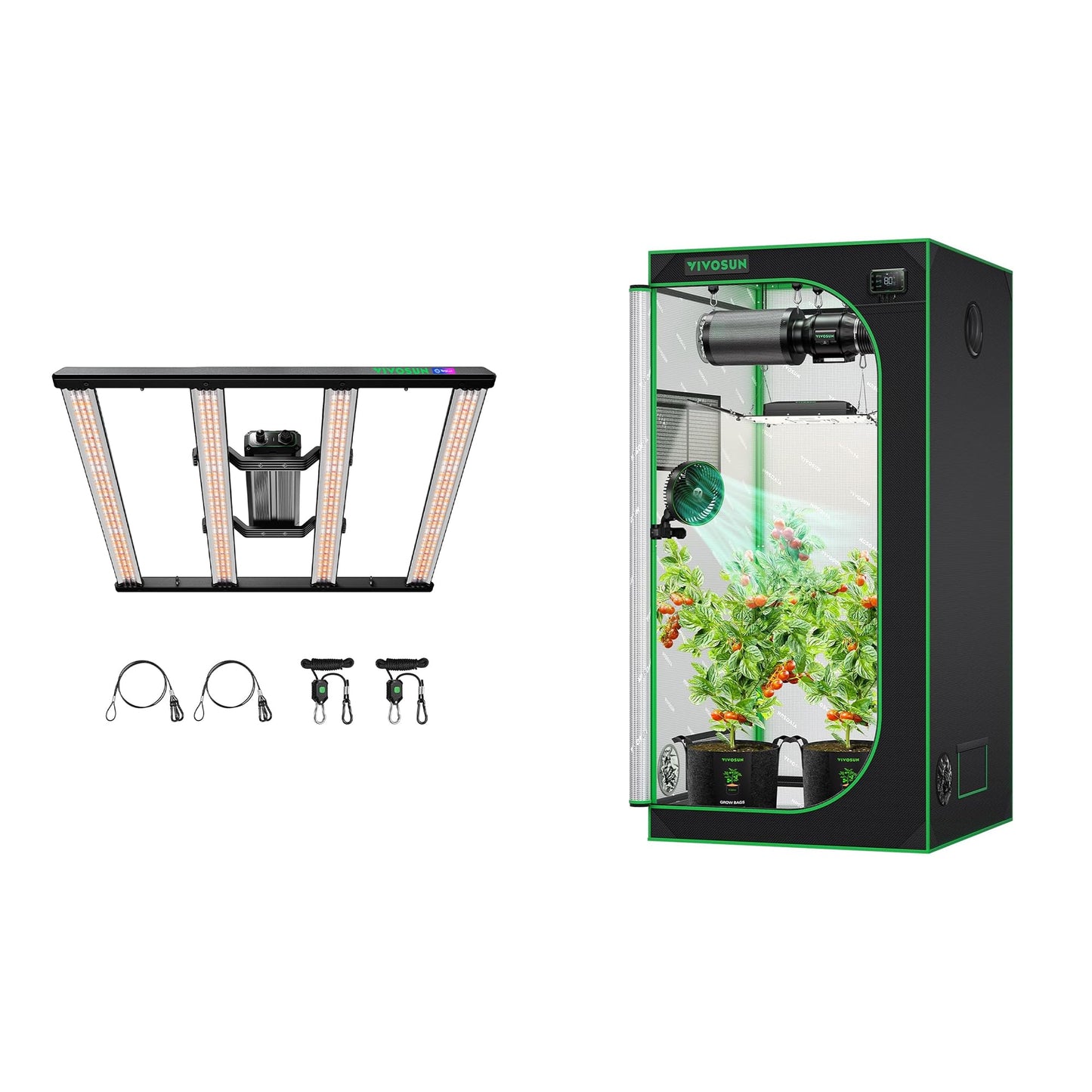 VIVOSUN LumaLight 320W LED Grow Light and S336 3x3 Grow Tent, 36"x36"x72" High Reflective Mylar with Observation Window and Floor Tray for Hydroponics Indoor Plant