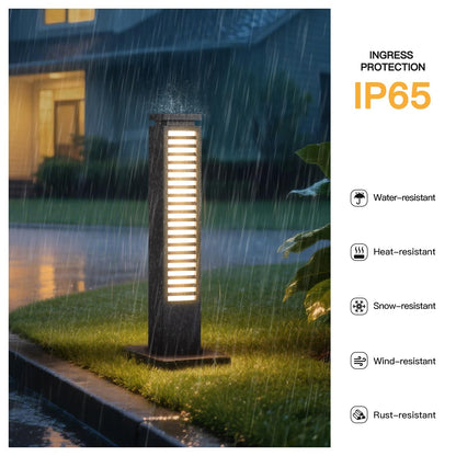 MVBT Outdoor Pathway Lights, 27.6" AC 100-240V Bollard Lights, IP65 Waterproof Path Light, 3000K LED Bollard Landscape Lighting, Modern Commercial Curb Appeal Light for Garden Driveway Sidewalk Lawn
