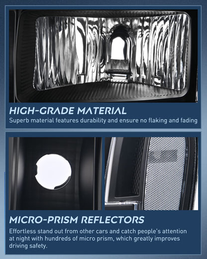 Nilight Headlight Assembly Compatible for 2007 2008-2013 GMC Sierra 1500 2008-2014 GMC Sierra 2500 HD 3500 HD, Black Housing Clear Corner Clear Lens, Headlights Assembly Replacement
