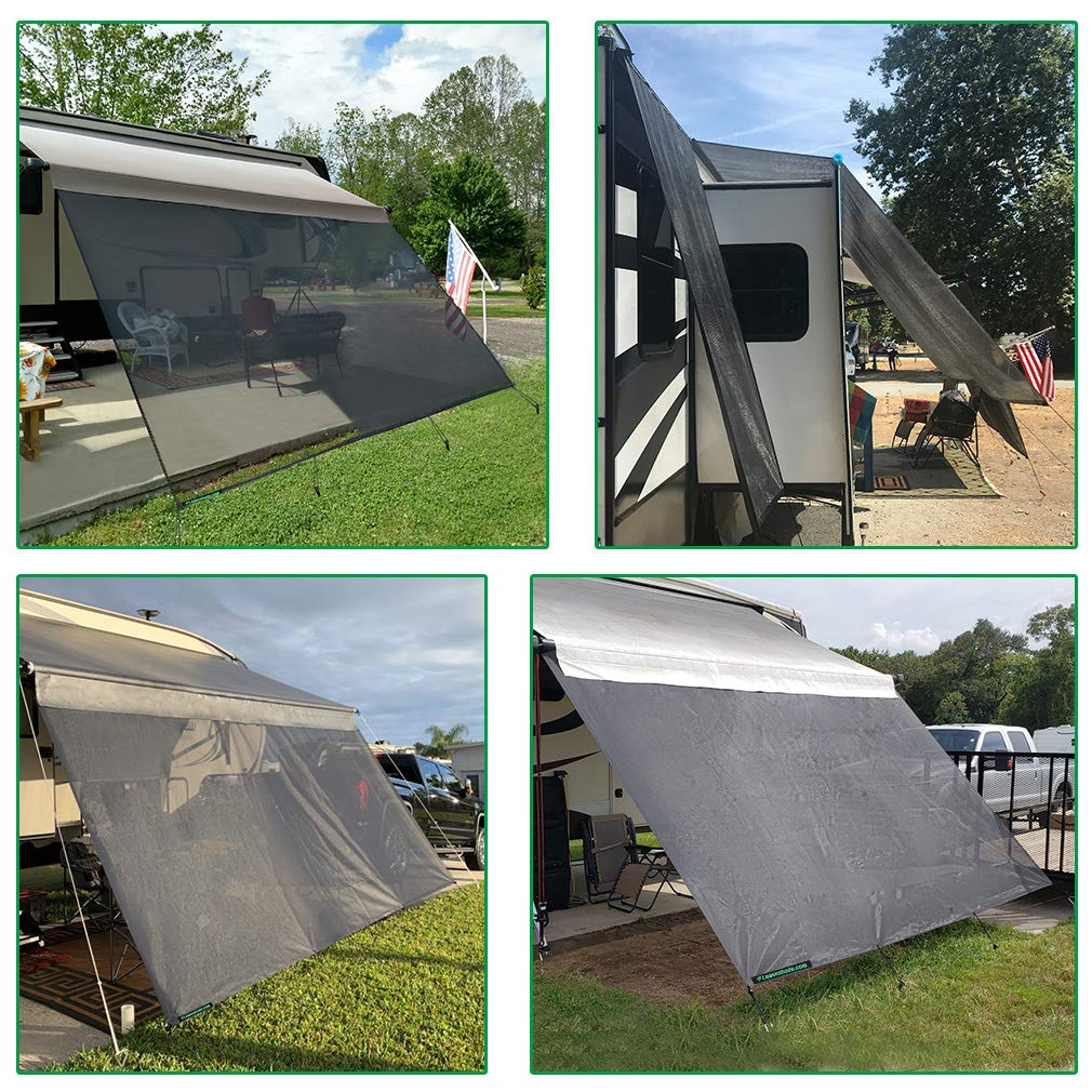 Leaveshade RV Awning Sunshade Screen 10' X 14' 3'' (Fit for 15' Awning) Mesh Sun Shade Screen Motorhome Camping Trailer Shadescreen Sunscreen UV Sunblocker - 3 Year Warranty (Black)