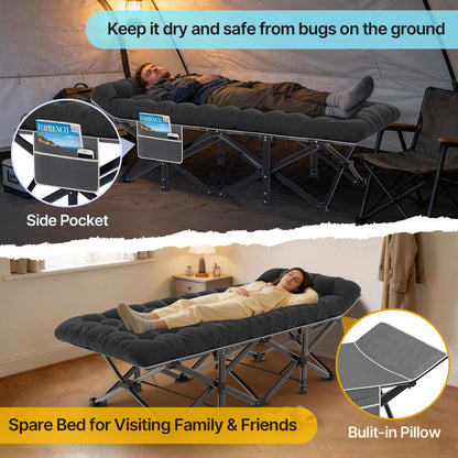 Slendor XXL Folding Camping Cot for Adults with Mattress Pillow Carry Bag, 32 inch Extra Wide Portable Sleeping Cot, 900LBS Support Outdoor Cot Bed for Office Nap Beach Travel RV