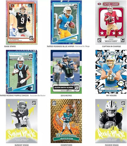 2025 Panini Donruss Optic Football Mega Box Look for Mega Box Exclusive Blue Hyper Parallels