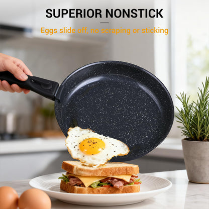 Ammeloo 21pcs Ceramic Pots and Pans Set Non Stick with Detachable Handles and Egg Frying Pan & 21 Pcs Pots and Pans Set with 3 Frying Pans