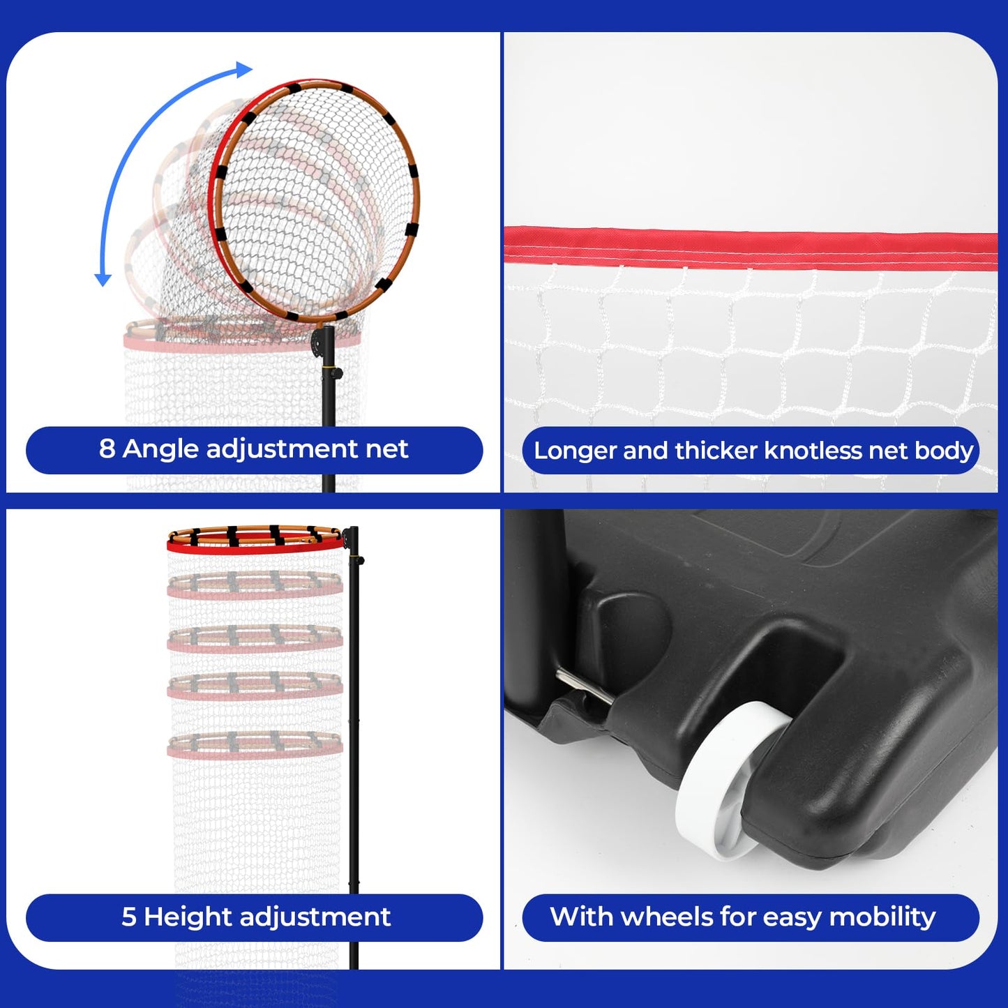 Dollate Movable Volleyball Setter Trainer Net Setting Training Equipment Target Practice Indoor or Outdoor, adjustable height and angle, with 10.2FT ball collection system, for serve and dunk practice