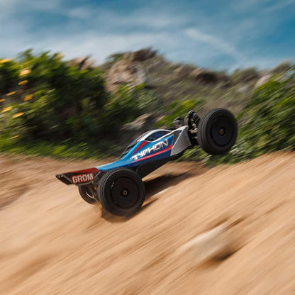 ARRMA RC Car Typhon GROM 4x4 Smart Small Scale Buggy RTR with Battery &amp Charger Blue/Silver ARA2106T1