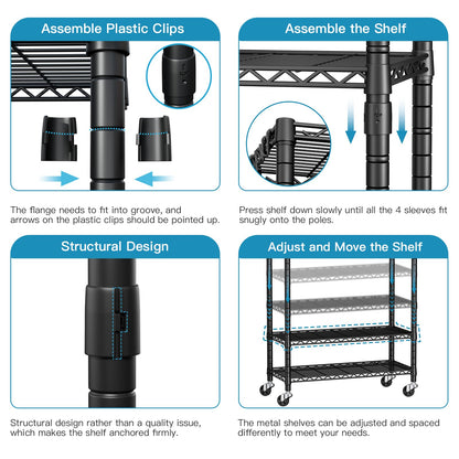 FUTASSI P3 Rolling Clothes Rack, Clothing Racks for Hanging Clothes, Heavy Duty Garment Rack with Wheels, Freestanding Portable Closet Racks 39.4'' W x 14'' D x 78.5'' H, Max Load 470 LBS, Black