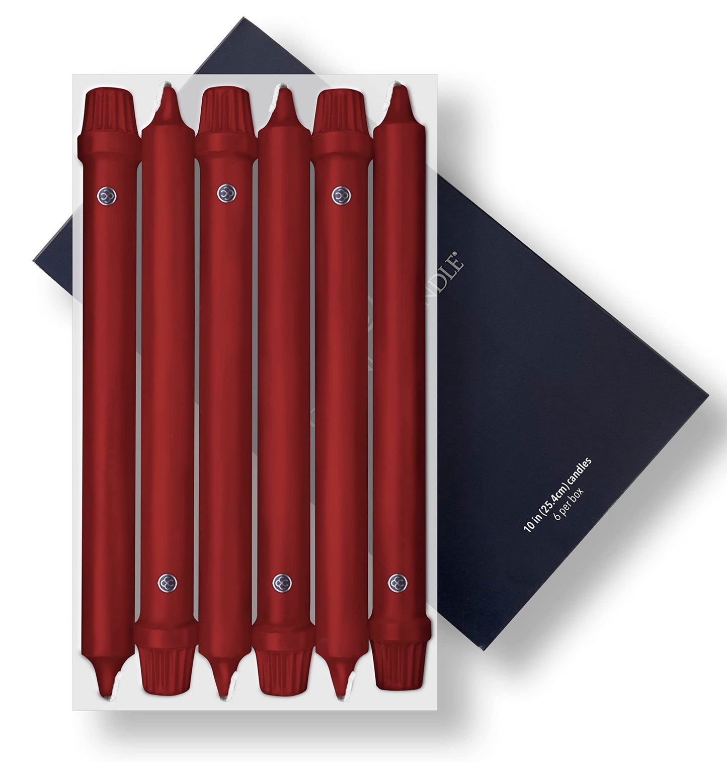 Colonial Candle Unscented Taper Candle, Classic Collection, Red, 10 in, Pack of 6 Candlesticks - Up to 8 Hours Burn