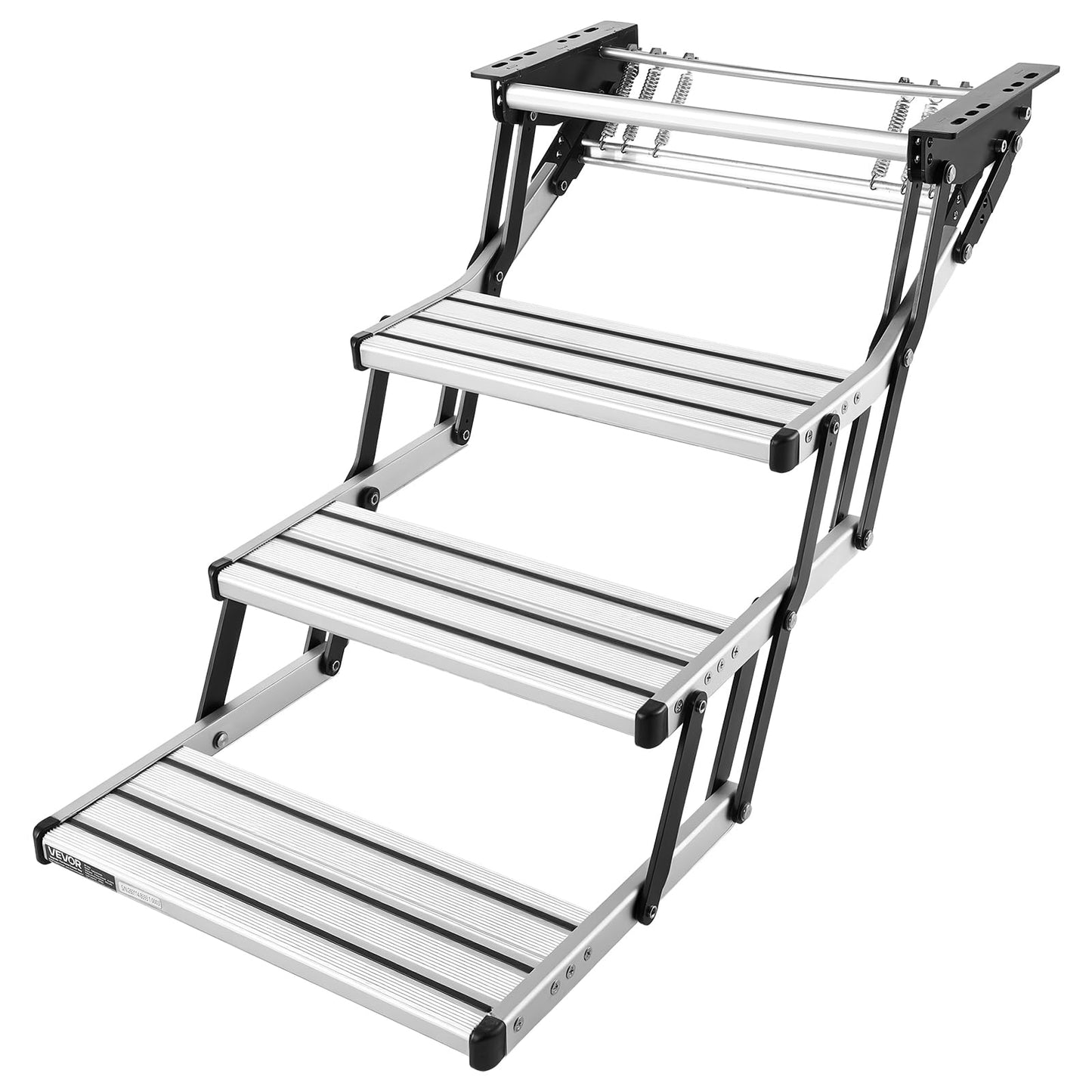 VEVOR RV Steps, 3-Step, 440 lbs Load Capacity, Manual Retractable RV Stairs, Telescopic Folding Aluminum Alloy Camper Steps, Steel Frame Non-Slip Entry Stairs for Camper Van Motorhome Travel Trailer