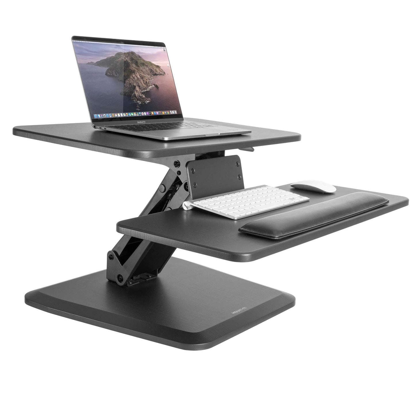 Mount-It! Compact Standing Desk Riser, Height Adjustable Desktop Sit Stand Workstation with Gas Spring, Tabletop Stand Up Desk with Keyboard Tray, Black