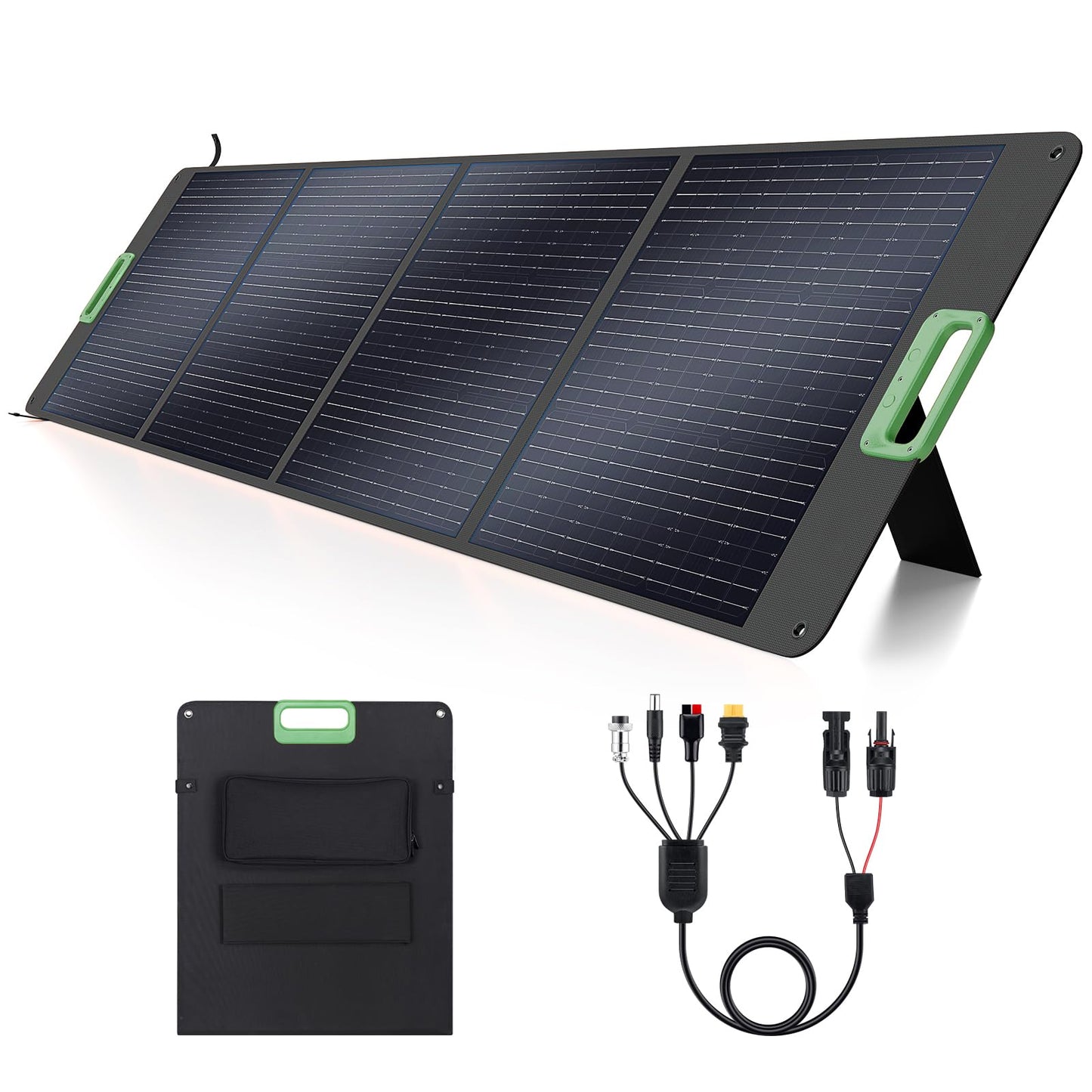 200W Portable Solar Panel, 23.5% High Efficiency ETFE Foldable Solar Charger for Power Station, IP65 Waterproof w/ 4 Kickstands, MC4 XT60 Anderson DC 4-in-1 Output for RV Camping Outdoor Emergency