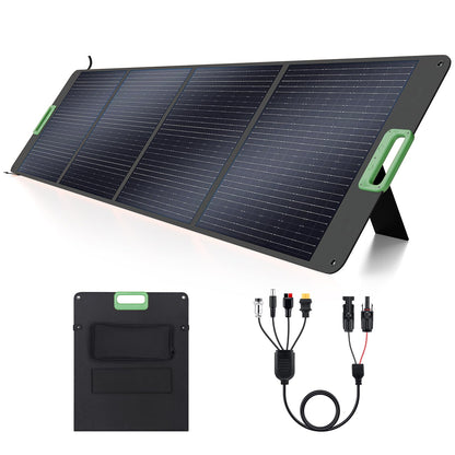 200W Portable Solar Panel, 23.5% High Efficiency ETFE Foldable Solar Charger for Power Station, IP65 Waterproof w/ 4 Kickstands, MC4 XT60 Anderson DC 4-in-1 Output for RV Camping Outdoor Emergency