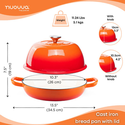 Nuovva Enamelled Cast Iron Cookware Bundle – Dutch Oven Pot with Lid, Casserole Dish & Bread Loaf Pan – Premium Ovenproof Cookware Set for Baking, Roasting & Everyday Cooking