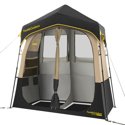 FanttikOutdoor Zeta A2 Pro Shower Tent 2 Rooms, Portable Privacy Shelter for Shower & Dressing, Instant Setup in 60 Seconds with Rainfly & Windproof, Ideal for Camping & Hiking, Fishing, Beach