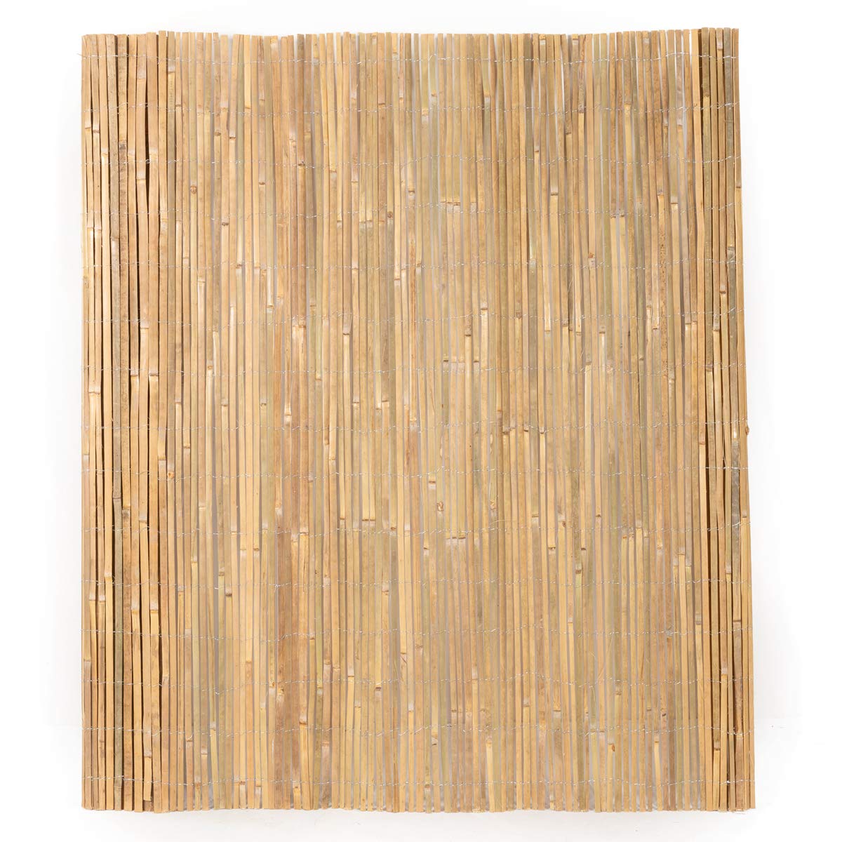 Mininfa Natural Bamboo Slat Screening, Eco-Friendly Privacy Slat Fence, Bamboo Screen Panel Roll for Balcony or as Wind and Sight Protection (2m x 4m)