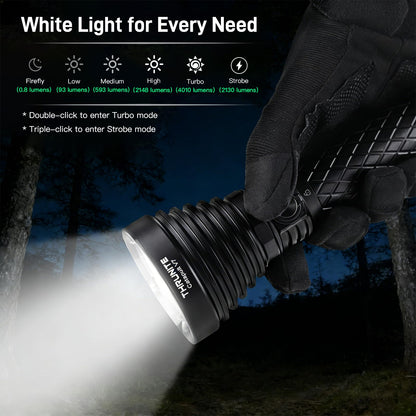 ThruNite Catapult V7 SFT90 LED Flashlight, 4010 High-Lumen Long-Range (1081m) Tactical Flashlight, USB-C Rechargeable Flashlight with 7500mAh Battery, Bright Flashlight for Emergency, Search & Rescue