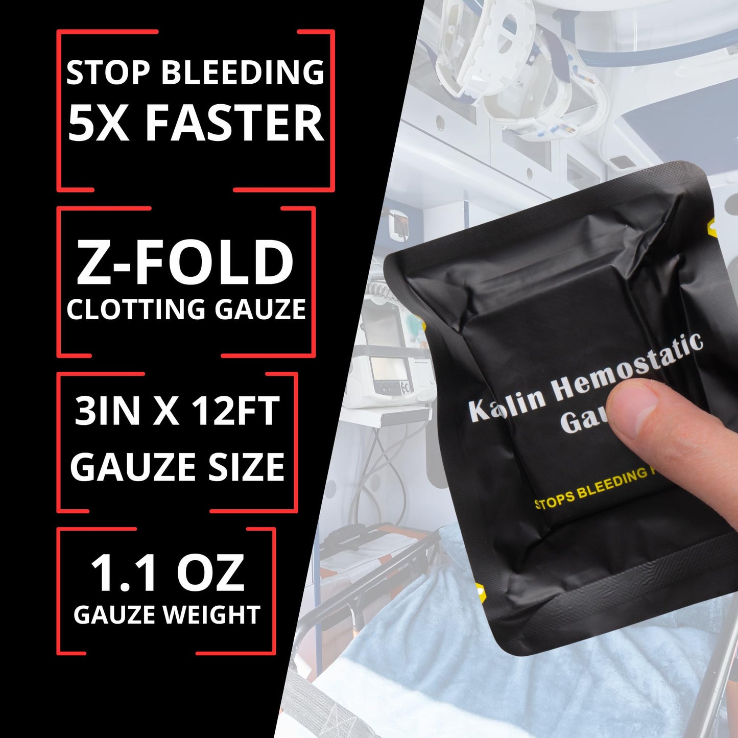 First Aid Advanced Hemostatic Gauze - Flexible Blood Clotting Gauze - to Stop The Bleed Kit Faster Wound Packing with Quick Clotting Medical Gauze - Survival Kit Supplies (Pack of 10)