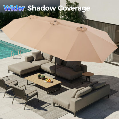SUPERJARE 13FT Outdoor Umbrella for Patio, Double sided Pool Umbrellas with Fade Resistant Canopy, Large Table Umbrella for Deck, Market, Backyard - Beige(No Base)
