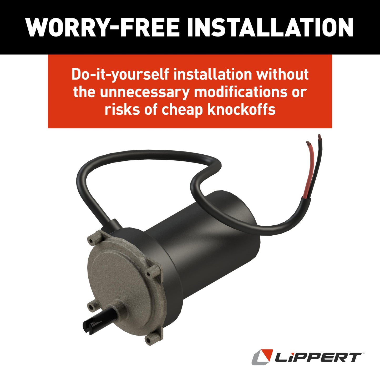 Lippert Replacement Motor for High-Speed Electric RV Stabilizer Jack System on 5th Wheels and Travel Trailers, Cover Boot Included - 352338