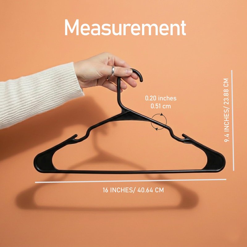 Utopia Home Plastic Hangers 50 Pack, Space-Saving Clothes Hangers with Non-Slip Shoulder Grooves for Strappy Clothes, Ideal for Home Closet Organization and Warddrobe Solutions (Black)