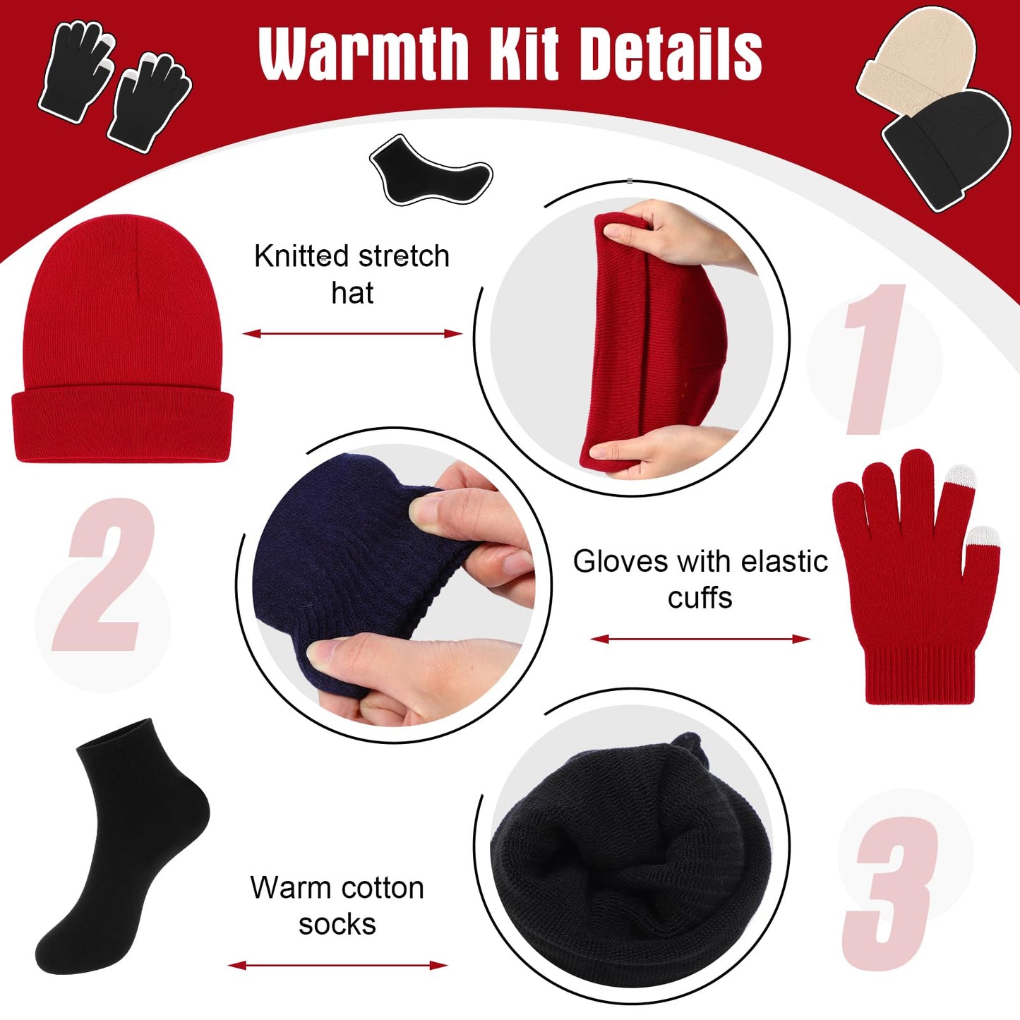 Chicingyou 120 Pcs Homeless Care Package Supplies Bulk Winter Emergency Thermal Blankets Warmer Beanie Socks Touchscreen Gloves for Men Women Cold Weather Outdoor Survival Kits(Multicolor)