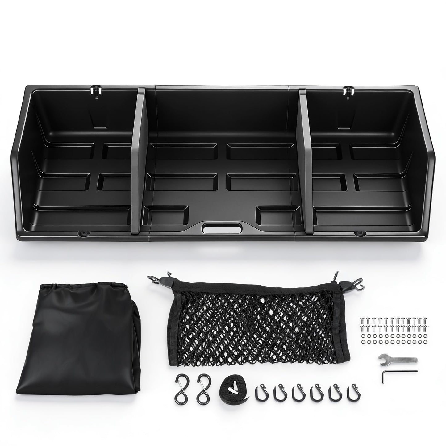 GEARLAST 52 inch Truck Bed Cargo Box, Truck Bed Organizers and Storage,Truck Bed Storage System with Isolation Netting and Tarpaulin, Tailgate-Slide Design for Effortless Loading/Unloading
