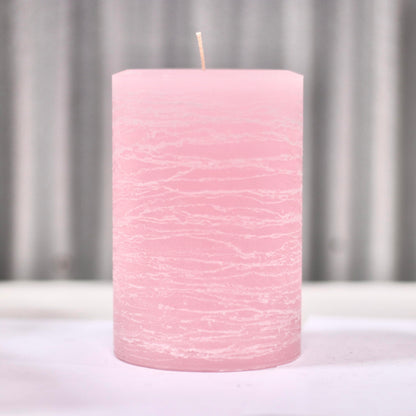 Modern Candle Design Large Unscented Rustic Nordic Pillar Candle Handmade in The USA (Pink)
