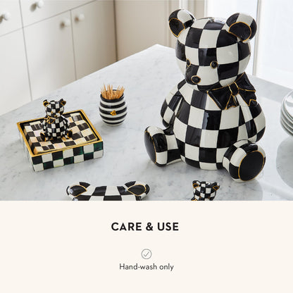 MACKENZIE-CHILDS Courtly Bear Cookie Jar, Cute Cookie Jar for Kitchen or Dining Room