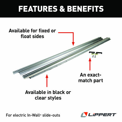Lippert in-Wall Replacement Triple Rack Repair Kit for RV Slide-Out Systems with Hook Racks, V-Rollers, Retainers, Rivets, Rack Shoes, Wear Pads, Plugs, Sealing Foam, Float Side, Clear - 366161