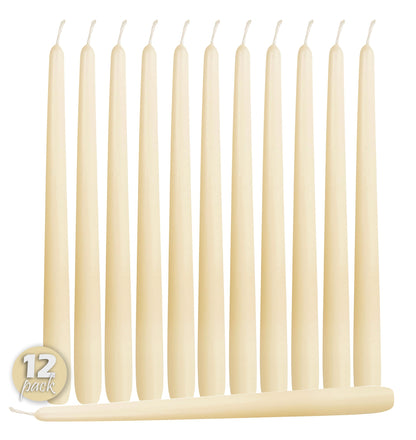 Hyoola 12 Pack Tall Taper Candles - 14 Inch Woolwhite Dripless, Unscented Dinner Candle - Paraffin Wax with Cotton Wicks - 12 Hour Burn Time