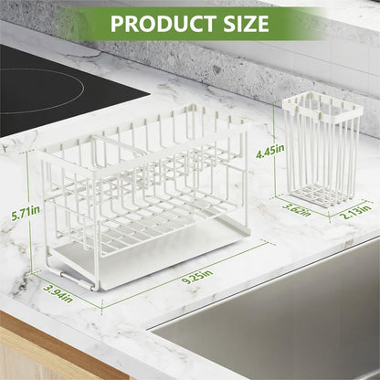 Cisily 2-Tier Kitchen Sink Caddy Organzier Rack with Flexible Dish Brush Holder, Sponge Holder for Kitchen Sink Countertop Organization Storage,Home Decor Accessories Essentials Stainless Steel