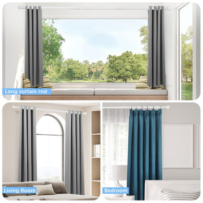 AMZSEVEN Curtain Rods for Windows 16 to 48 Inches, Curtain Rod Max Adjustable Length of 60 IN, 6/8" Diameter Drapery Rods Round Finials, White, Pack of 1