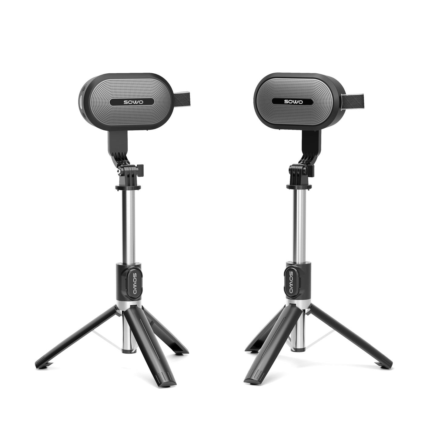 SOWO Wireless Dual Bluetooth Speakers Set, Adjustable Stands 2Pcs, High-Fidelity Stereo Sound, Smart Pairing Sync, Surround Sound with Portable Lightweight Case for Home, Travel, Party, Birthday
