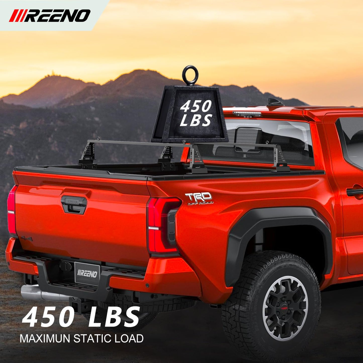 IIIREENO Overland Bed Rack/Bar for Full-Size Trucks/Overland Bed Rack Compatible with Retractable Hard Tonneau Cover, Soft Cover/No Drilling