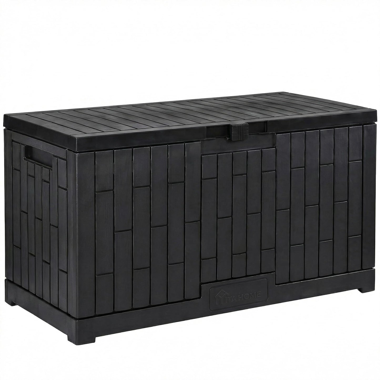 YITAHOME 120 Gallon Large Deck Box, 53"L x 22.7"W x 25.5"H Resin Outdoor Storage Box with Slide-Locking Lid for Patio Cushions, Garden Tools, Pool Supplies, Easy Assembly, Waterproof Lockable, Black