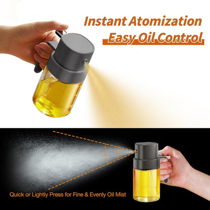YARRAMATE Mini Oil Sprayer - 6.8 OZ Food-Grade Olive Oil Spray Bottle for Cooking | Portable Mister for BBQ & Air Fryer (Gray)