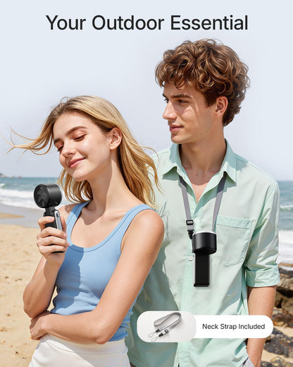 Skiennix Portable Handheld Turbo Fan - 5-Speed Rechargeable Mini Personal Fan | 4000mAh Battery, Ideal for Travel & Beach (Black)