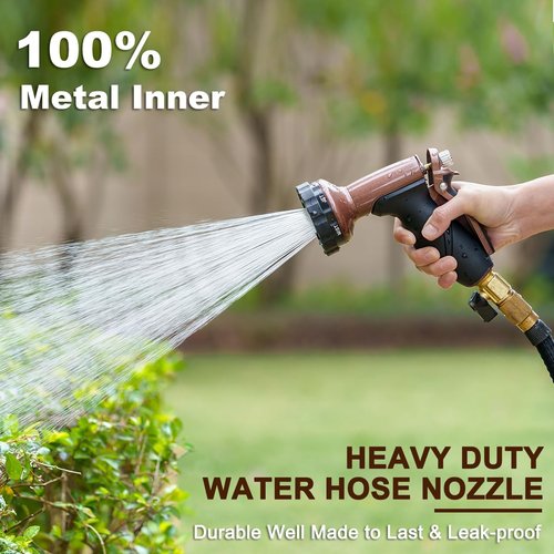 FANHAO Heavy Duty Metal Garden Hose Nozzle - 6 Spray Patterns for Efficient Watering | Ideal for Lawn, Plants, Cars & Pets