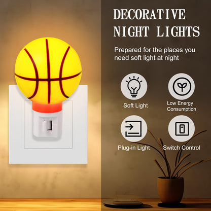 Dreyoo 3 Pack Sport Ball Nightlights - Warm White Plug-in Lamps for Bathroom, Hallway, Living Room - Orange, Black, White, Red