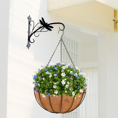 HKZ Hanging Basket Planter Plants Outdoor - 2 Pack 14 Inch Metal Hanging Planter with Coco Liners, Hanging Flower Pots with Chain Hook for Indoor Outdoor Garden Porch Decoration