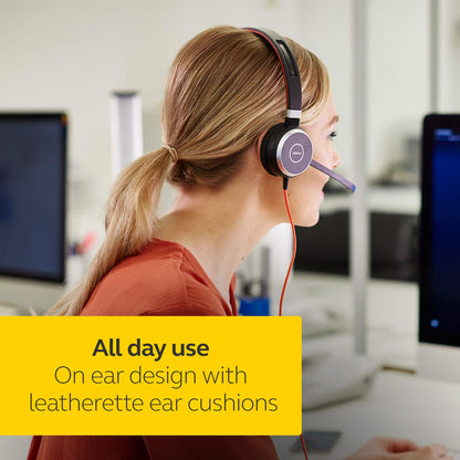Jabra Evolve 40 Professional Wired Headset, Stereo, UC-Optimized – Telephone Headset for Greater Productivity, Superior Sound for Calls and Music, 3.5mm Jack/USB Connection, All-Day Comfort Design