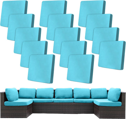 Skiennix 14-Piece Stretch Patio Cushion Covers - Washable & Reusable Outdoor Sofa Slipcovers | Sky Blue