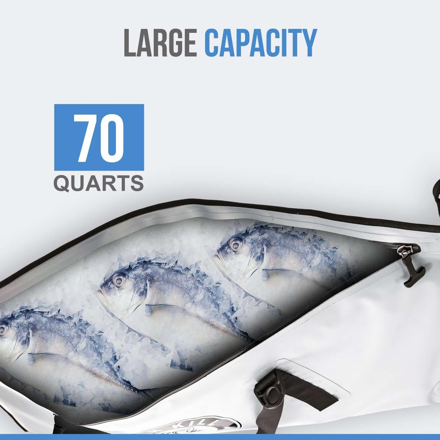 Flat PVC Tarpaulin Insulated Fish Cooler Kill Bag - Waterproof Fishing Cooler Bag with Easy Grip Carry Handles - Portable Soft Cooler - 3 Sizes