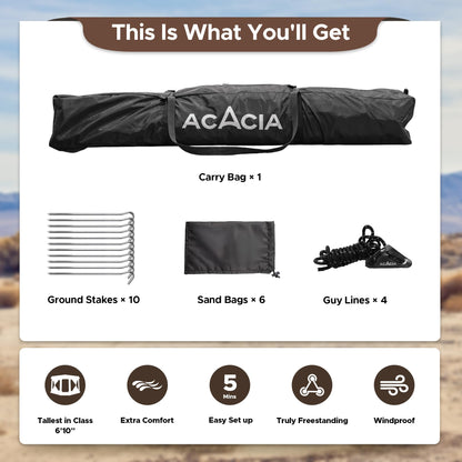 Space Acacia Lite Camping Tent | 4-8 Person Pop Up Tents for Camping | Lightweight & Durable Beach Tent | Level 7 Wind Resistance, UPF 50+ | Quick Setup for Camping & Backyard, Banyan
