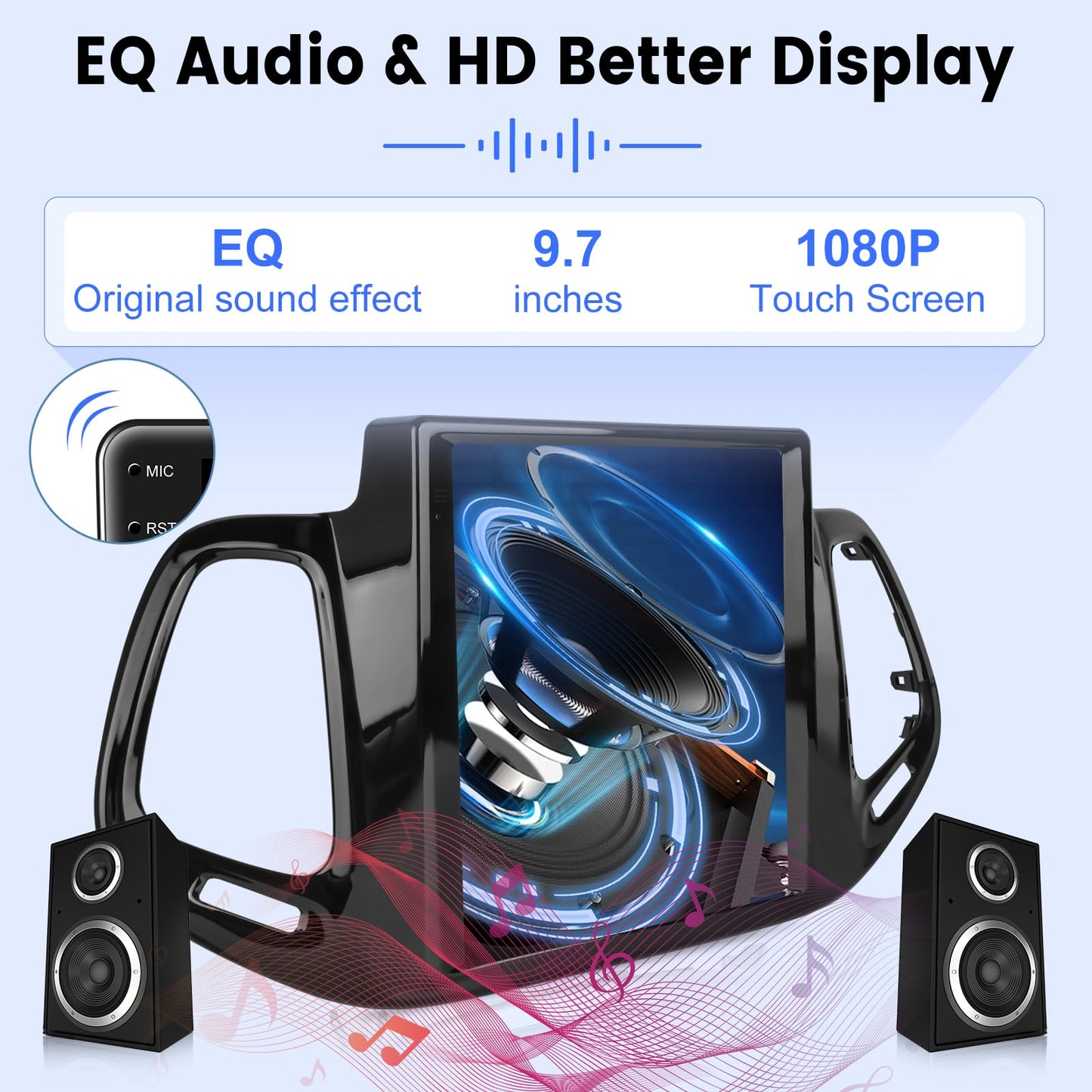 for Jeep Compass Radio 2017 2018 2019, [2+64G] Jeep Compass Car Stereo 9.7 inch Android Touch Screen, Carplay/Android Auto/EQ Audio/1080P/SWC/Bluetooth