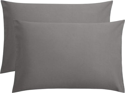 FLXXIE Pillow Cases - Soft Microfiber Queen Pillow Covers | Wrinkle Resistant, 2-Piece Set, Dark Grey 20x30