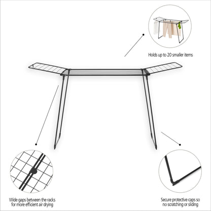 Brabantia HangOn Clothes Drying Rack | 72ft (22m) | White | Large Indoor Clothes Airer, Foldable Laundry Stand for Large & Small Items, Wide Lines for Towels & Bedding | Fits 2 Full Loads
