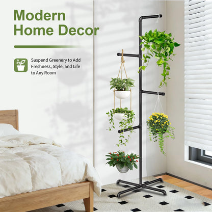 Chloraeon Hanging Plant Stand, Plant Hanger Indoor, Corner Hanging Plant Stand, Black Metal Holder for Bedroom, Living Room, Garden, Balcony (large)